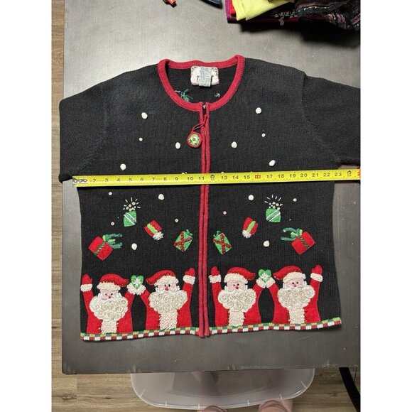 VTG‎ Tiara International Christmas Cardigan Full Zip Sweater Jacket 90s Santa - Picture 12 of 12